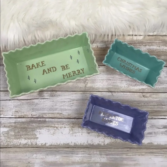 Anthropologie L'Hiver Christmas Bread Loaf Pan Set - Picture 2 of 7